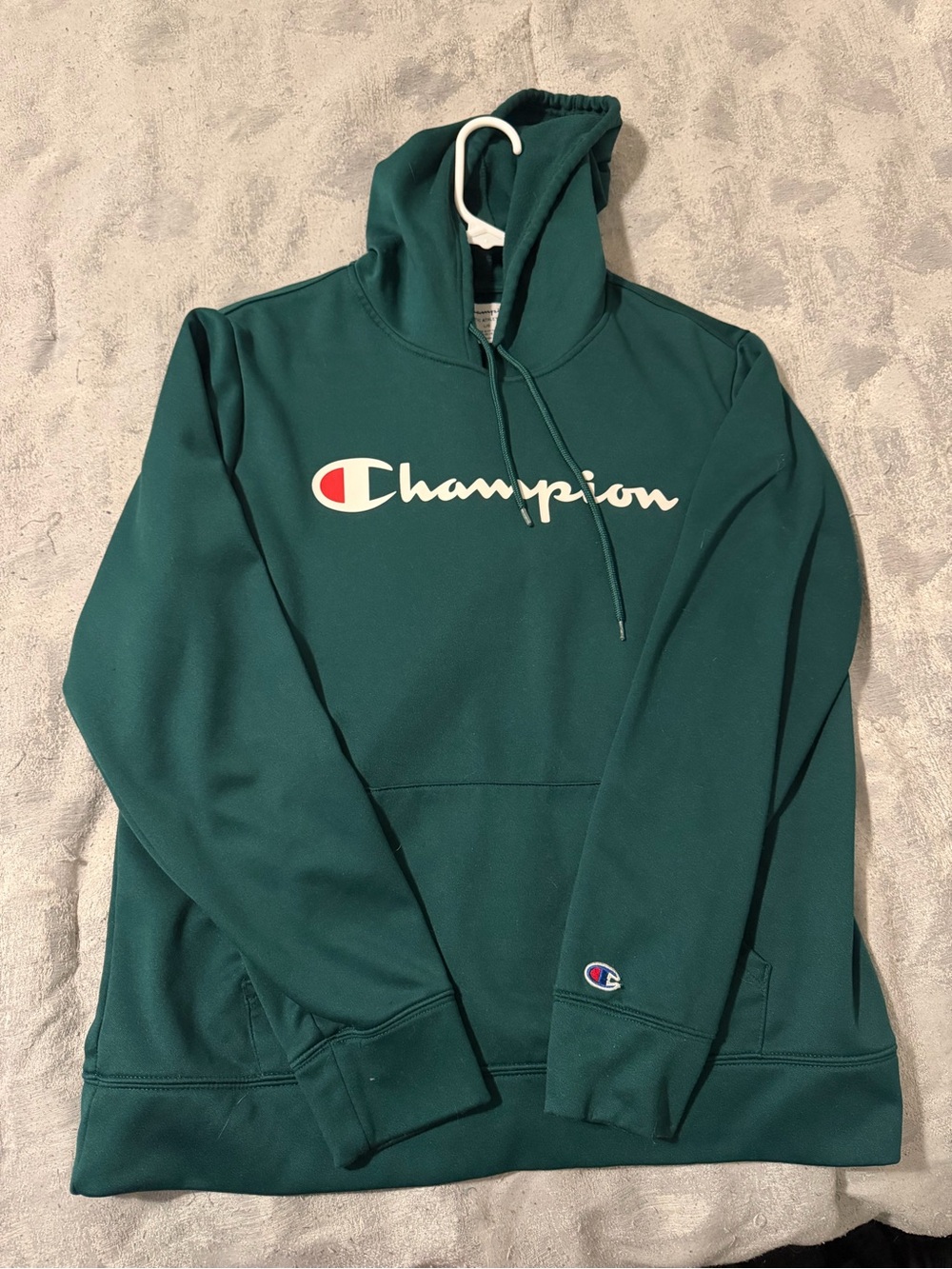 Champion Dark Green Pullover Hoodie with Logo Tag